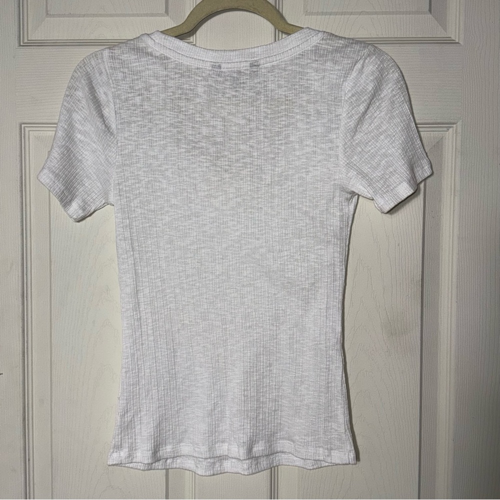 Banana Republic White Textured Short Sleeve Tee Sz Small - Picture 3 of 4